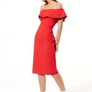 Aritzia Babaton RUSLAN red/coral off the shoulder dress SZ 4